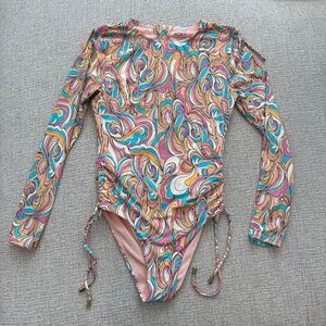 ROXY Women’s Warm Sand Active Long Sleeve 1 PC Rashguard Swimsuit XS